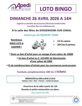 Image du loto Loto Bingo de l'APEDI Alsace
