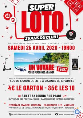 Image du loto SUPER LOTO 25 ANS DU CLUB DE BASKET